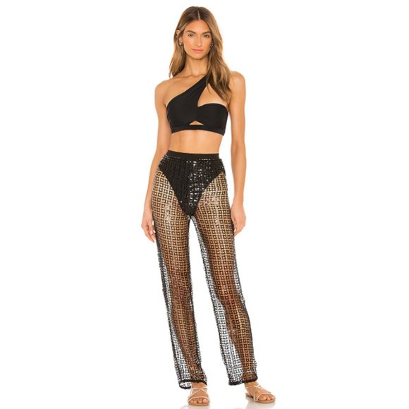 NWT Lovers + Friends Bliss Sequin High Rise Wide Leg Paillette Pant XX Small XXS - Picture 2 of 8